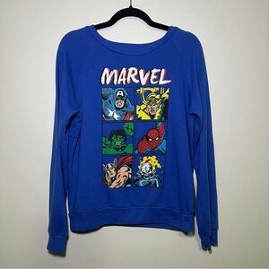 Marvel Hero Panel Blue Graphic Sweatshirt Large